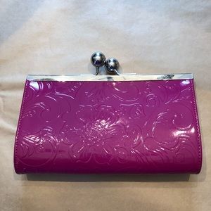 Pink Clutch with silver accent closure